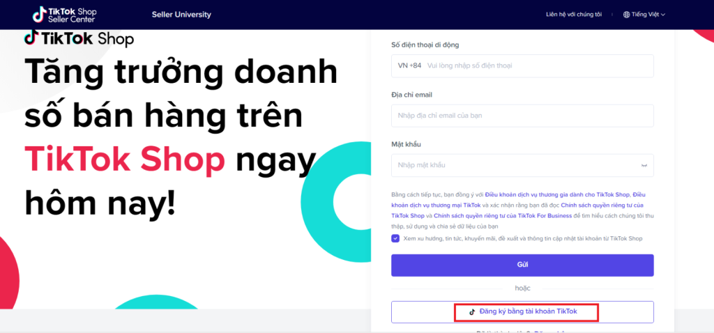 Cách tạo tài khoản tiktok shop để mua hàng