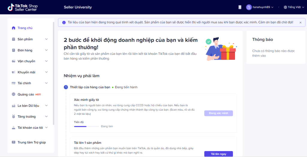 Cách tạo tài khoản tiktok shop để mua hàng